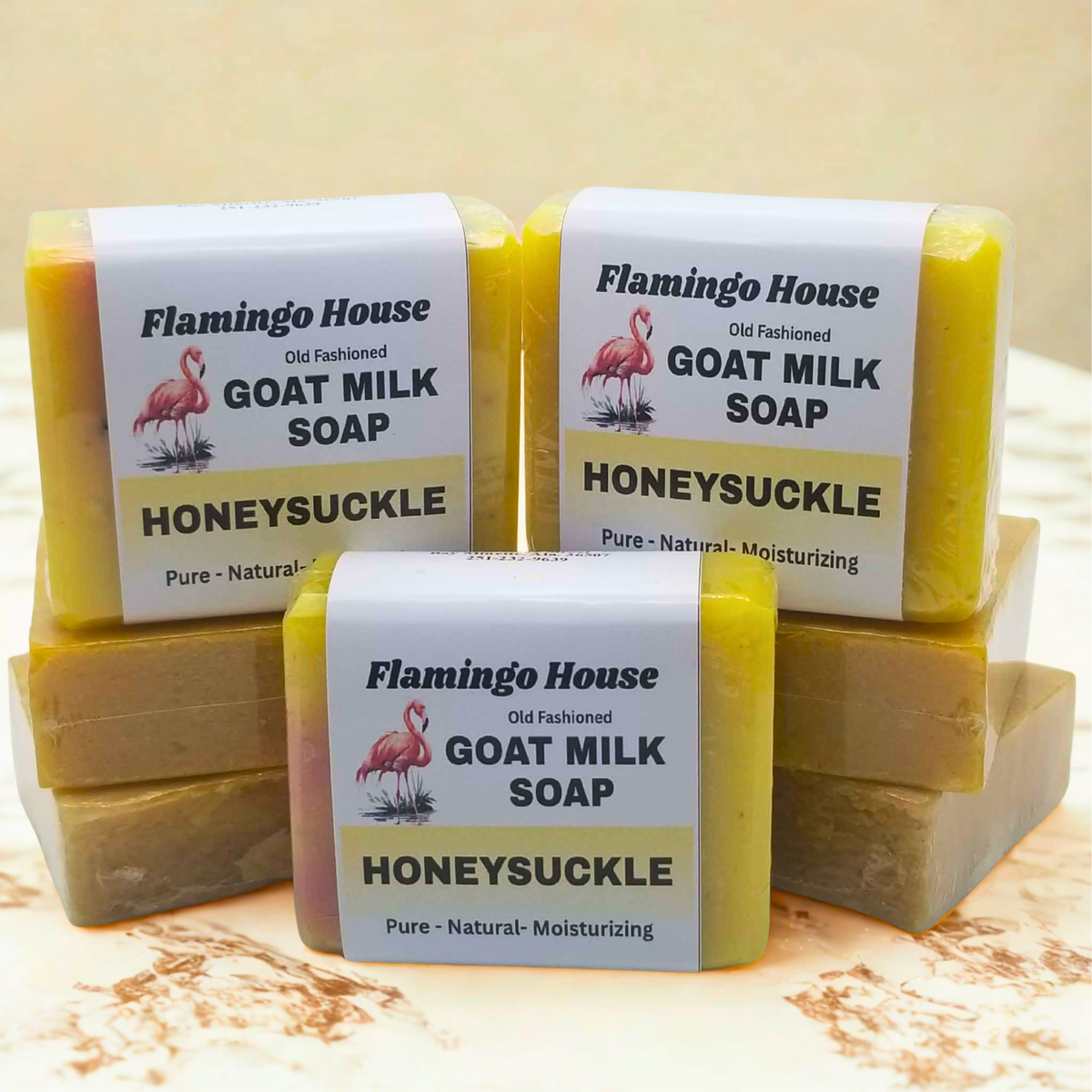 Flamingo House Honeysuckle Scented Goat Milk Soap Bars- 3 Bar Pack- Limited Edition Seasonal Soap