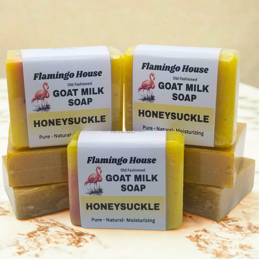 Flamingo House Honeysuckle Scented Goat Milk Soap Bars- 3 Bar Pack- Limited Edition Seasonal Soap