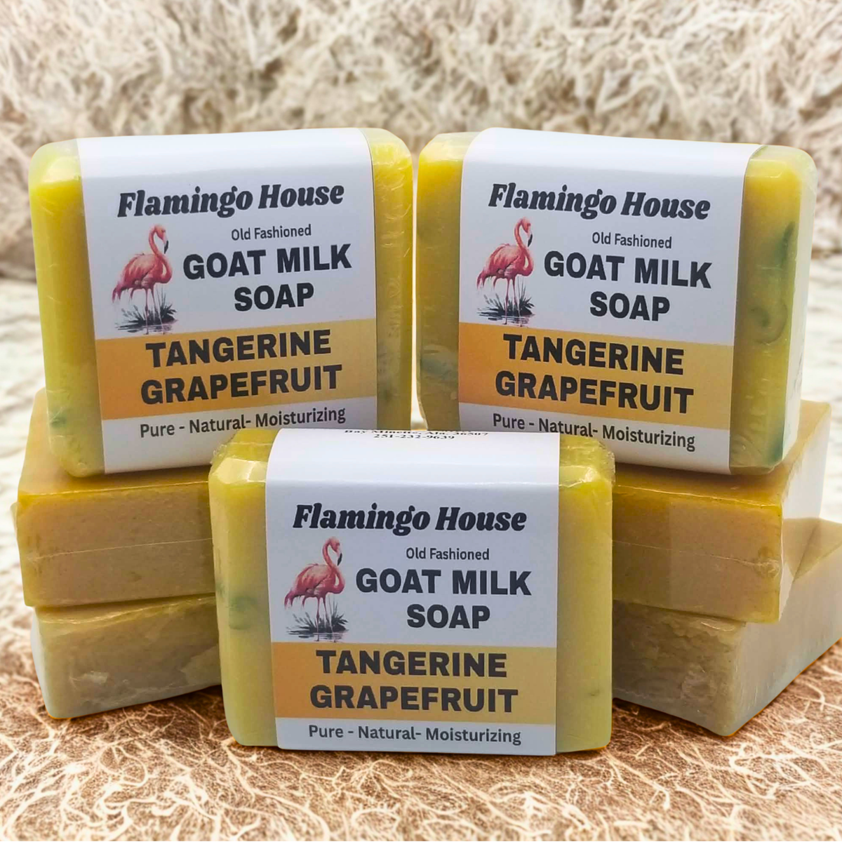 Flamingo House Tangerine Grapefruit Goat Milk Soap Bars  3 Bar Pack
